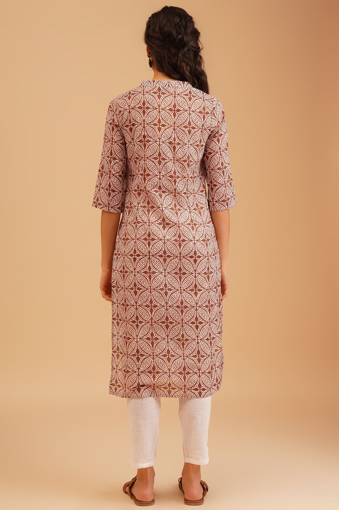Brown Ethnic Motifs Pure Cotton Straight Kurta
