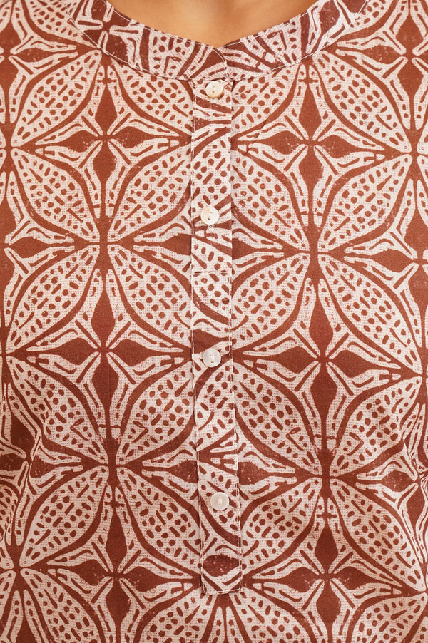 Brown Ethnic Motifs Pure Cotton Straight Kurta