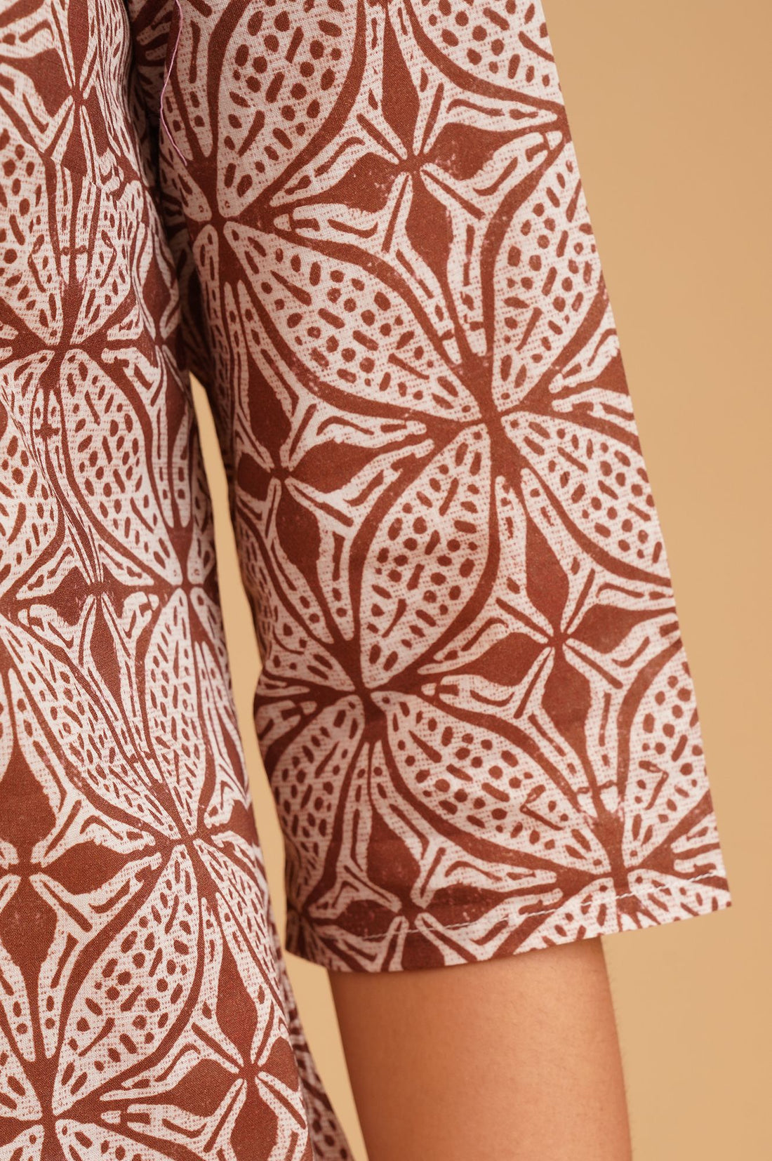 Brown Ethnic Motifs Pure Cotton Straight Kurta