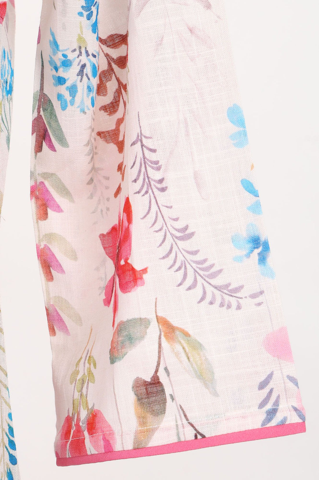 Off White Floral Printed Pure Cotton Straight Kurta