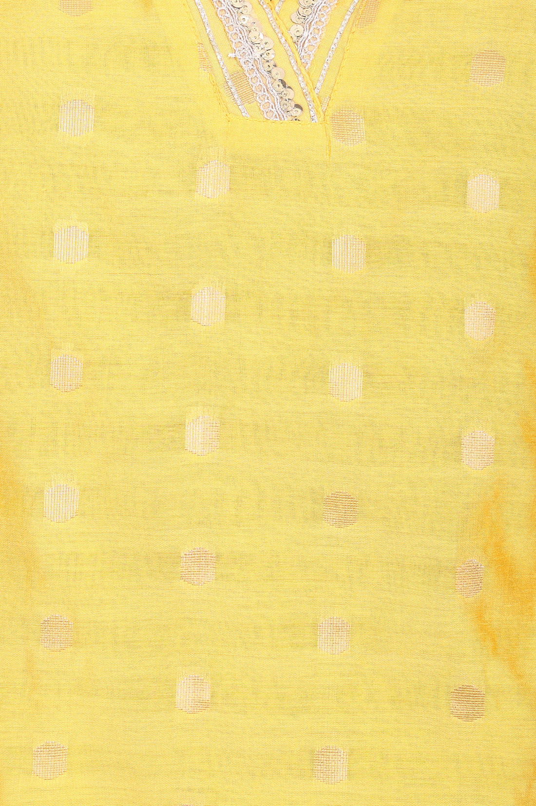Mustard Zari Embroidered Yarn Dyed Straight Kurta