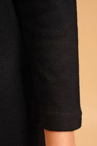 Black Ethnic Motifs Acrylic Straight Winter Kurta