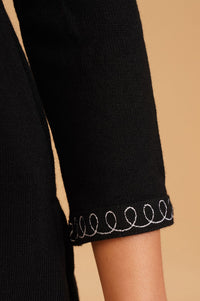 Black Embroidered Acrylic Straight Winter Kurta