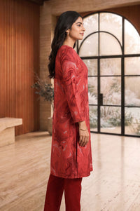 Red Abstract Yarn Dyed Jacquard Straight Winter Kurta