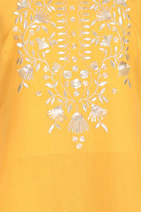 Yellow Zari Embroidered Yarn Dyed Straight Kurta