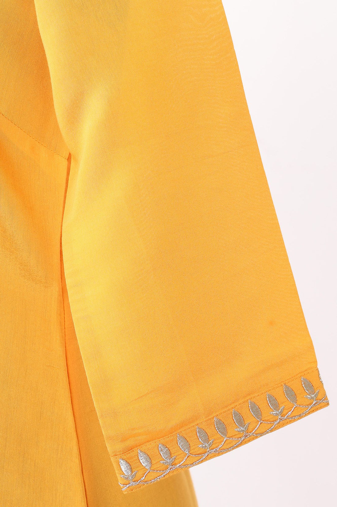 Yellow Zari Embroidered Yarn Dyed Straight Kurta