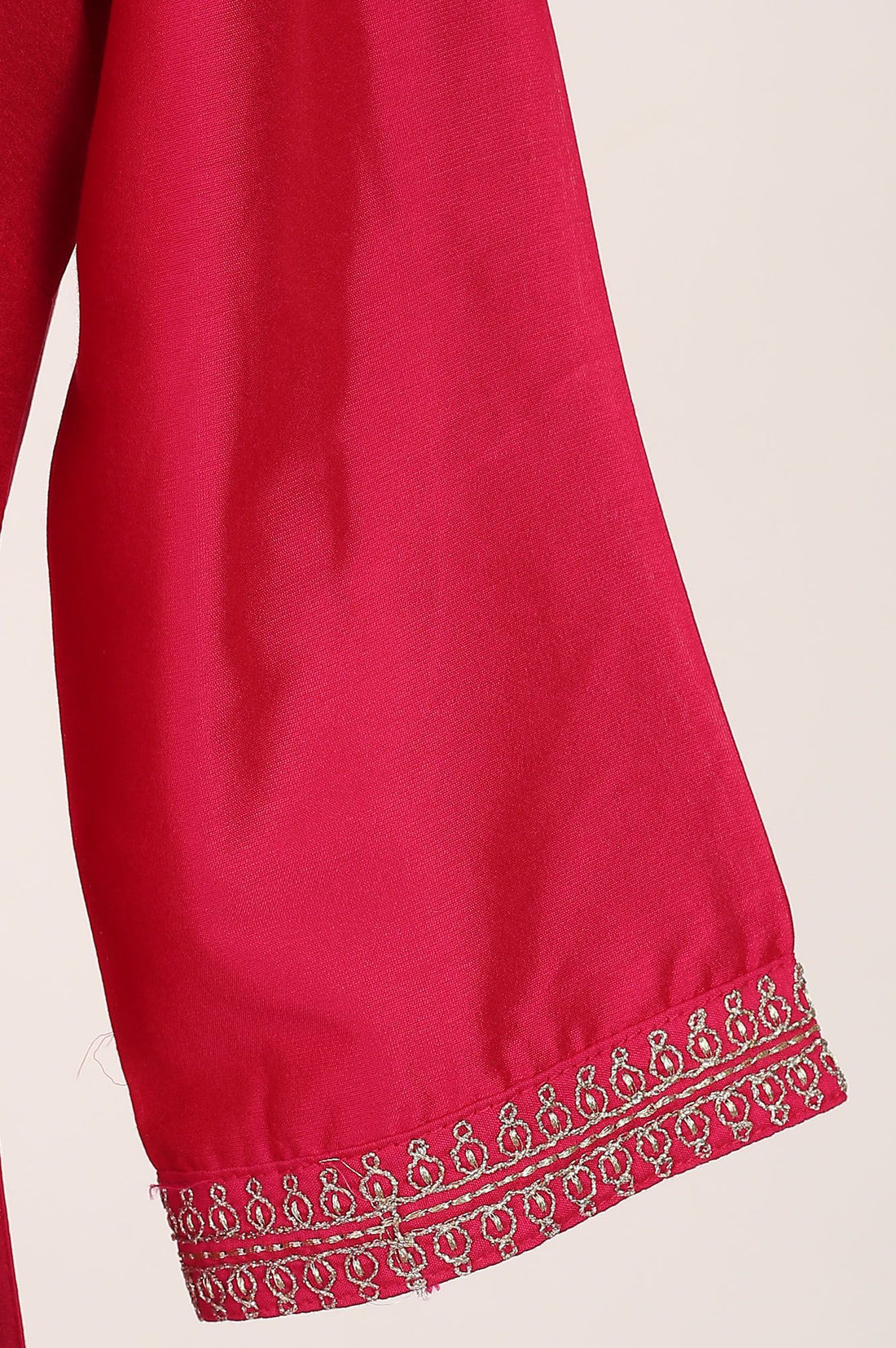 Pink Yarn Dyed Zari Embroidered Straight Kurta