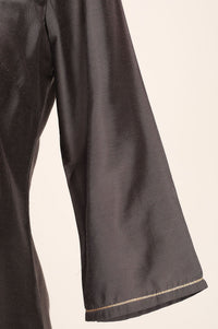 Grey Yarn Dyed Embroidered Straight Kurta