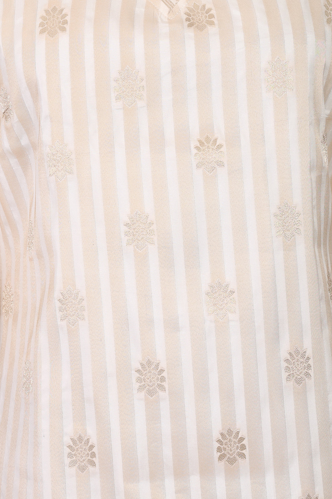Cream Textured Jacquard Straight Kurta