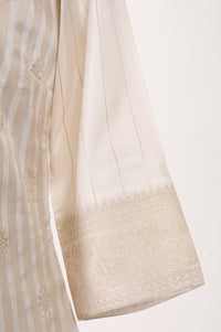 Cream Textured Jacquard Straight Kurta