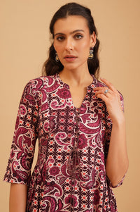 Purple Ethnic Motifs Flared Kurta