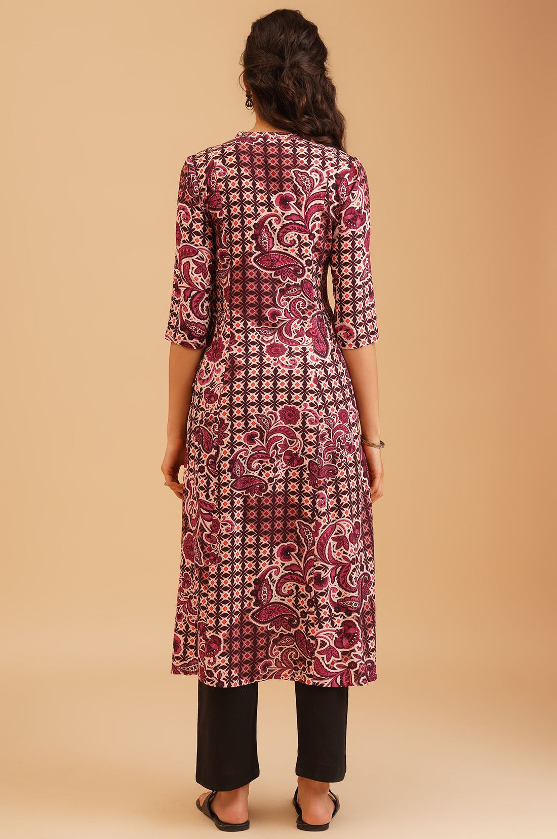 Purple Ethnic Motifs Flared Kurta
