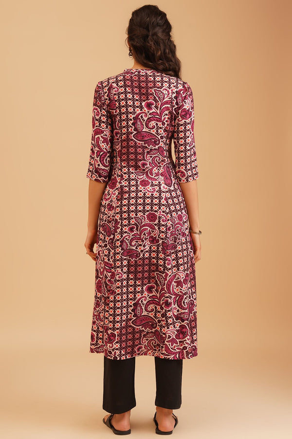 Purple Ethnic Motifs Flared Kurta