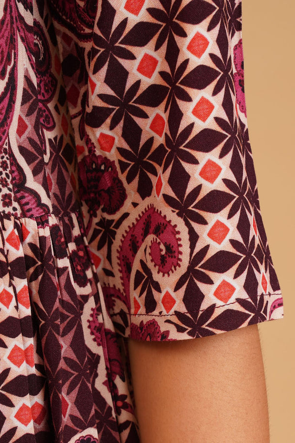 Purple Ethnic Motifs Flared Kurta