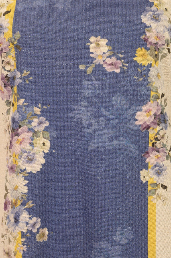 Beige Floral Printed Jacquard Straight Winter Kurta