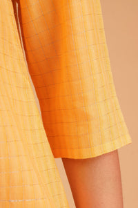 Yellow Textured Rayon Straight Kurta with Lace