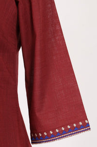 Maroon Embroidered Pure Cotton Straight Kurta