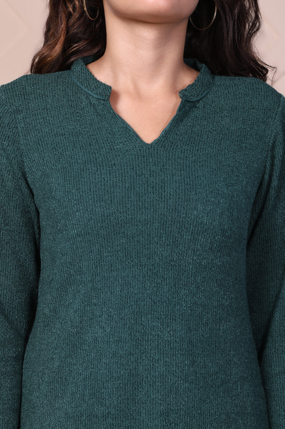 Green Textured Straight Kurti