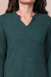 Green Textured Straight Kurti