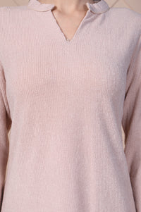 Beige Solid Straight Kurti