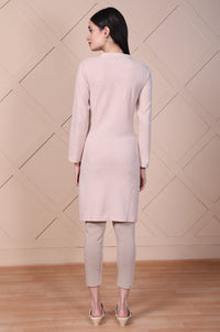 Beige Solid Straight Kurti