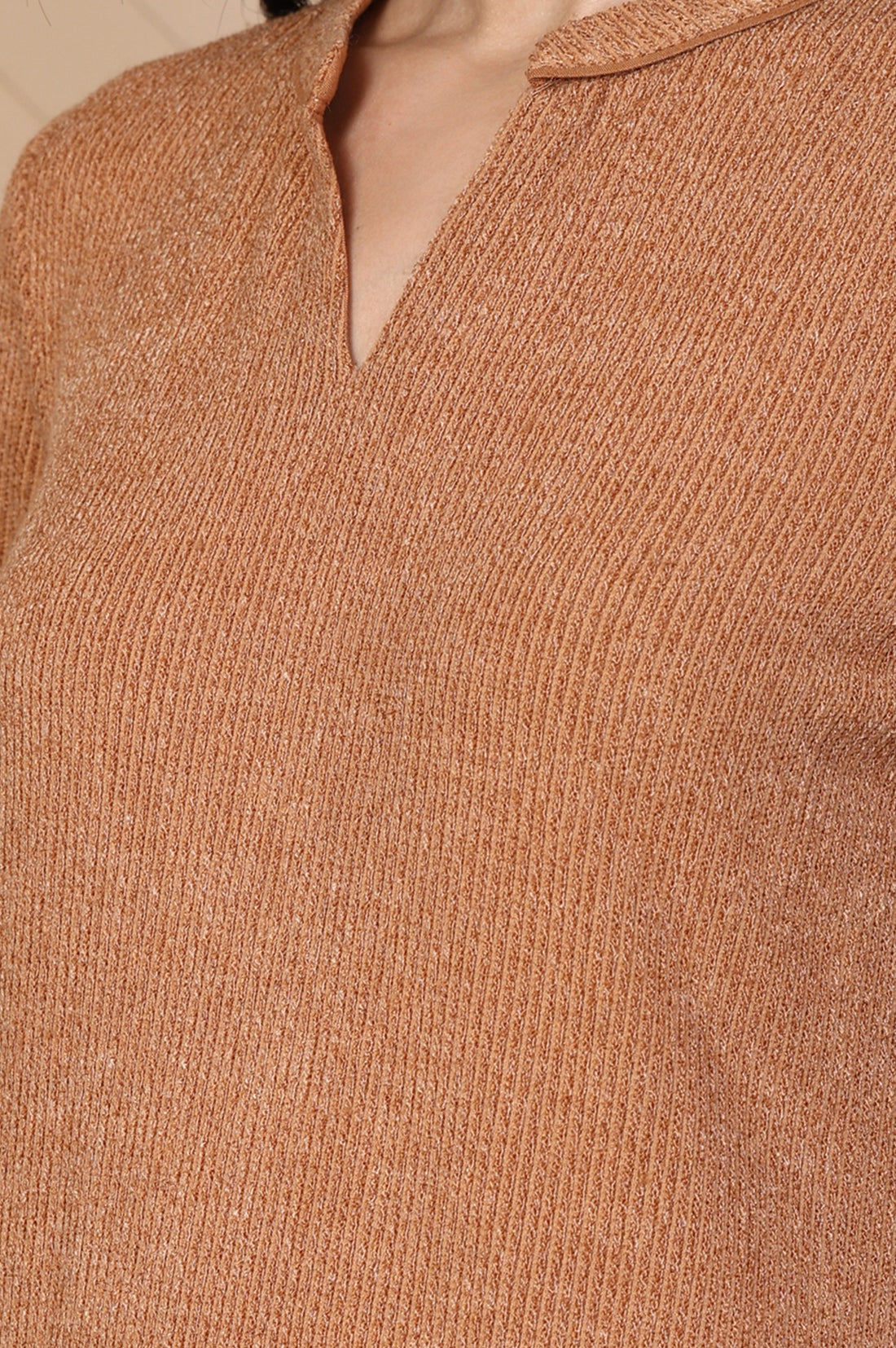 Brown Textured Straight Kurti