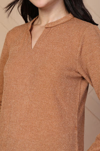 Brown Textured Straight Kurti