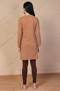 Brown Textured Straight Kurti