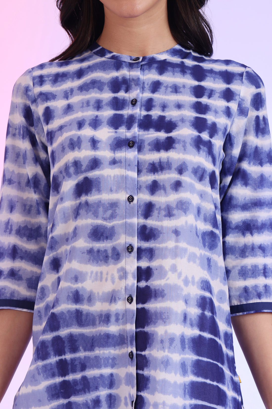 Blue Printed Straight Pure Cotton Kurti