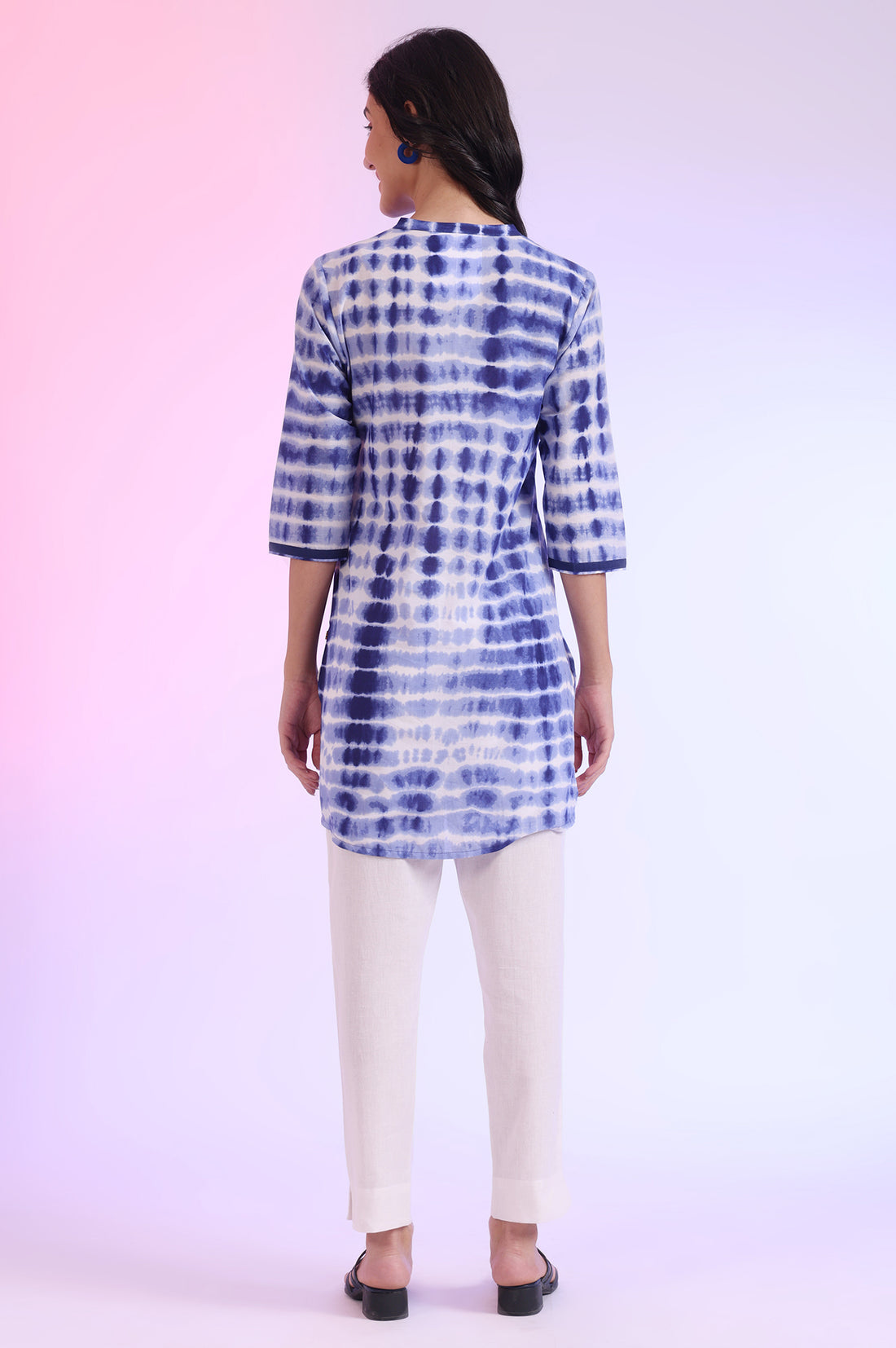 Blue Printed Straight Pure Cotton Kurti