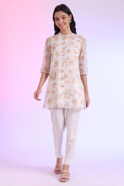 White Printed Straight Kurti