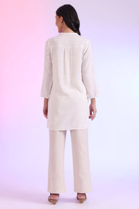 White Solid Straight Pure Cotton Kurti