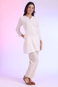 White Solid Straight Pure Cotton Kurti