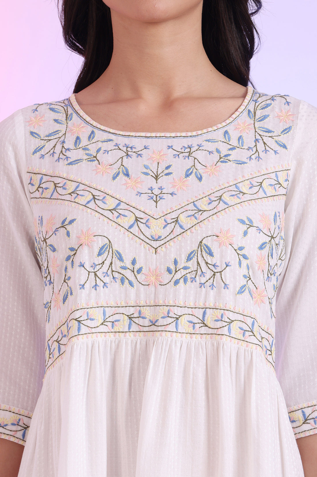 White Solid Straight Kurti