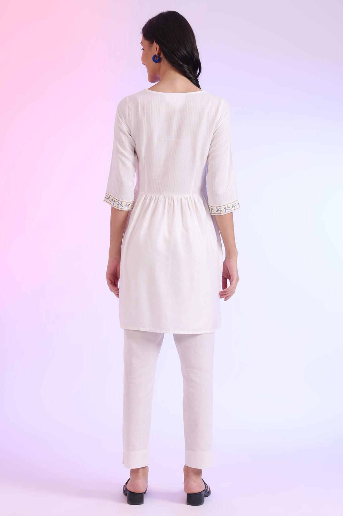White Solid Straight Kurti