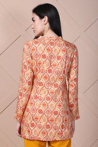 Beige Paisley Printed Straight Rayon Kurti