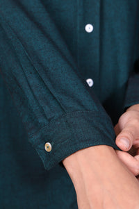 Green Solid Straight Cotton Top