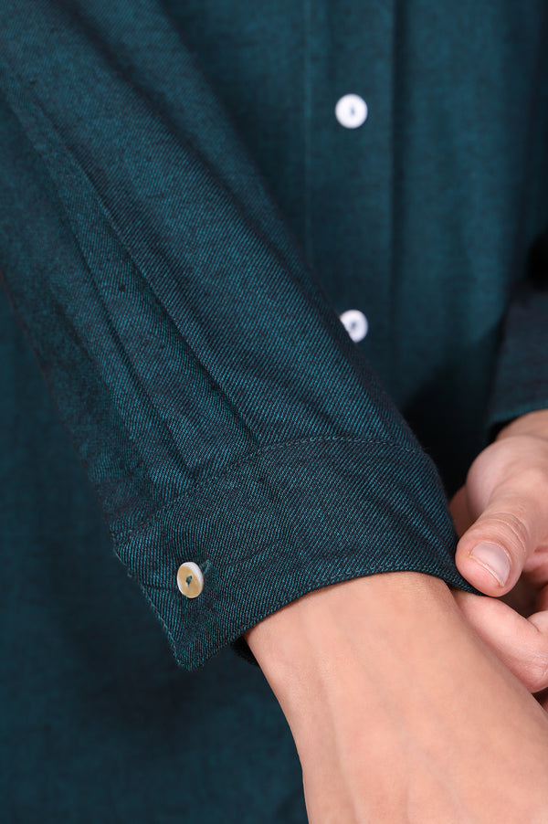 Green Solid Straight Cotton Top