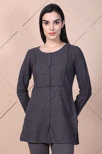 Grey Solid Straight Top