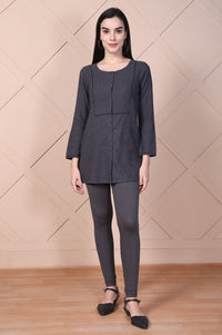 Grey Solid Straight Top