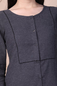 Grey Solid Straight Top