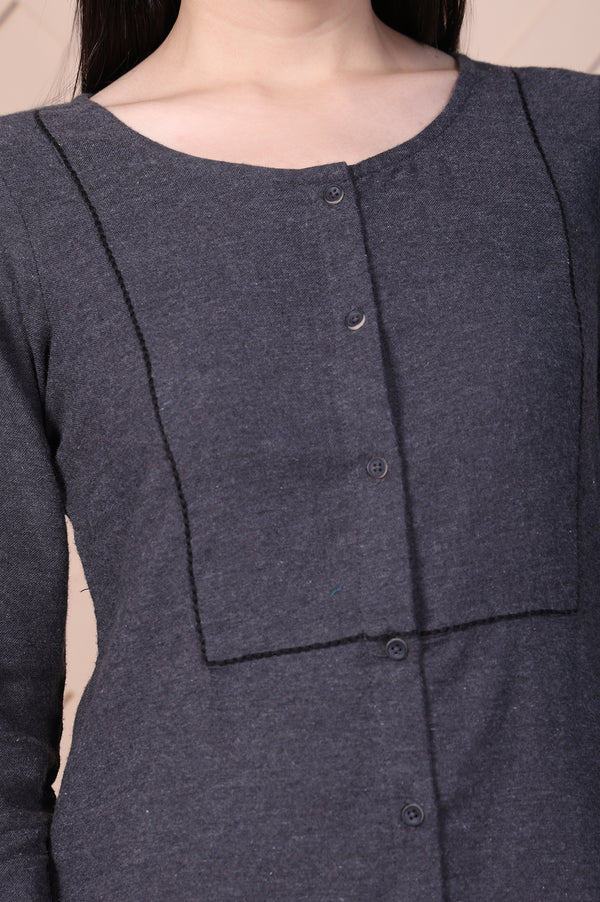Grey Solid Straight Top