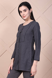 Grey Solid Straight Top