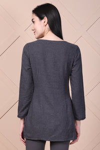 Grey Solid Straight Top