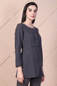 Grey Solid Straight Top