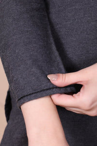 Grey Solid Straight Top