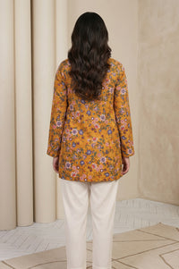Mustard Floral Printed Rayon Twill Straight Top