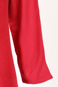 Red Embroidered Acrylic Straight Winter Top