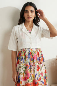 White Solid Rayon Straight Cropped Jacket