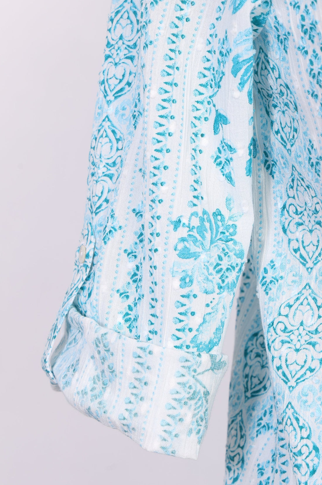 Teal Floral Printed Buttons Pure Cotton Straight Kurti